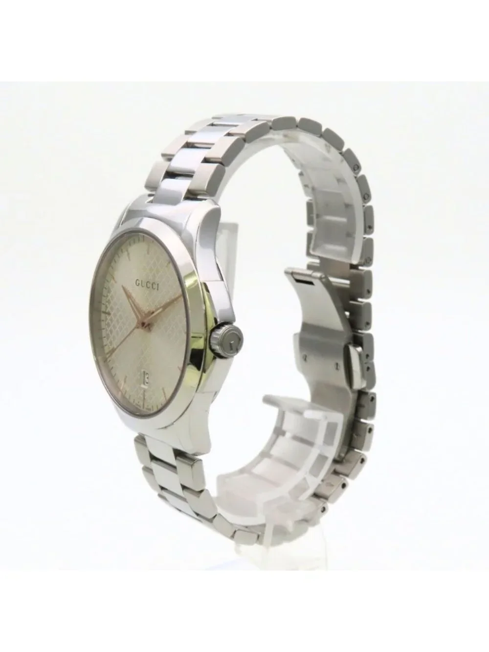Gucci Watch Timeless 126.4 Stainless Steel Silver Dial Diamante
